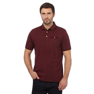 Hammond & Co. by Patrick Grant Big and tall dark red textured dot polo shirt